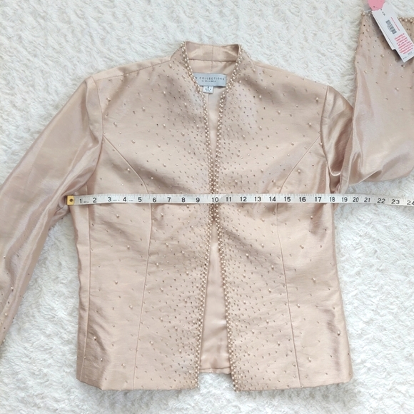 NWT Champagne Ivory Pearl Beaded Special Occasion Jacket Topper- Size 8 - Picture 3 of 10